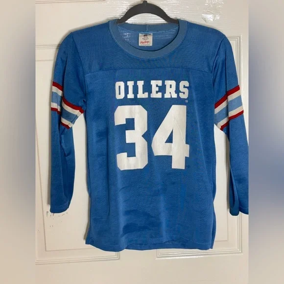 Rawlings - NFL - Sky Blue Oilers 34 - Football Jersey - Size: 14-16 Youth - Picture 1 of 5